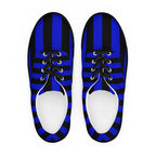 Black and Blue Striped Women’s Lace-up Canvas Shoes - 5
