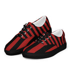 Black and Red Striped Women’s Lace-up Canvas Shoes - 5