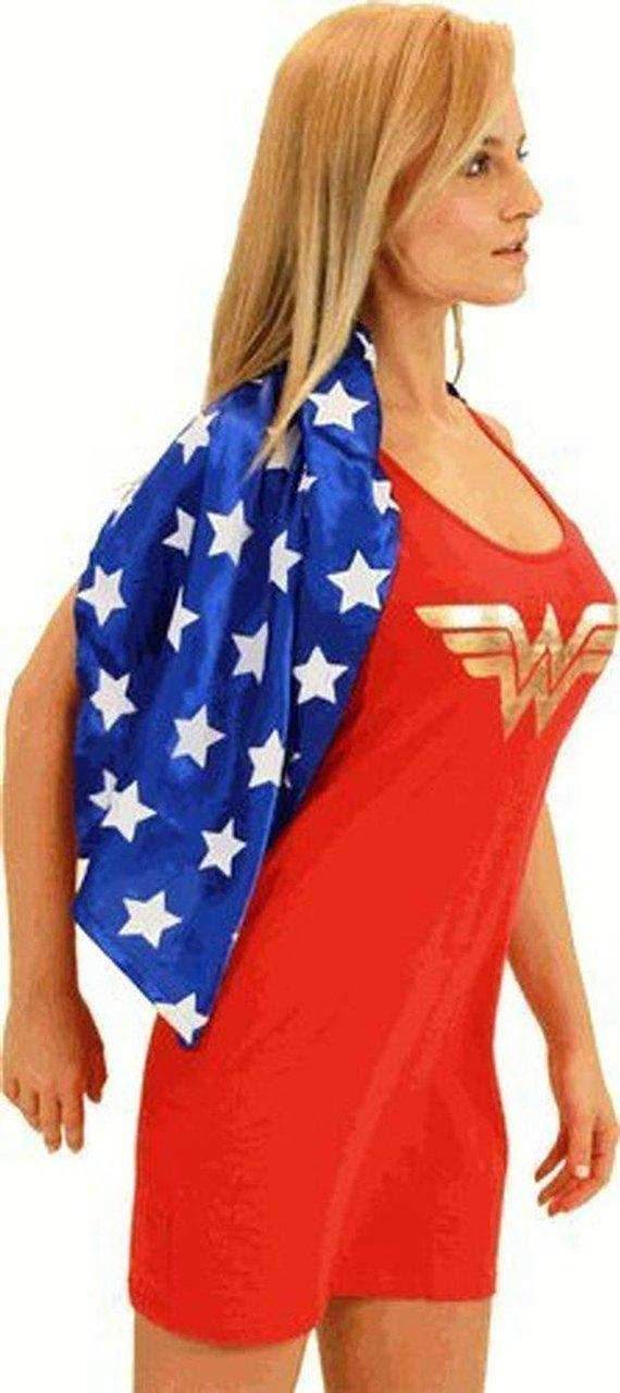 Wonder Woman Tank Dress with Detachable Cape - S