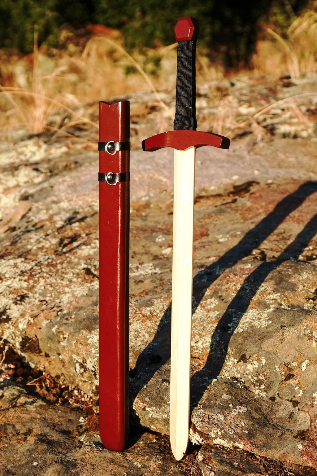 Children's Brown Wooden Toy Medieval Knight Sword With Wooden Sheath