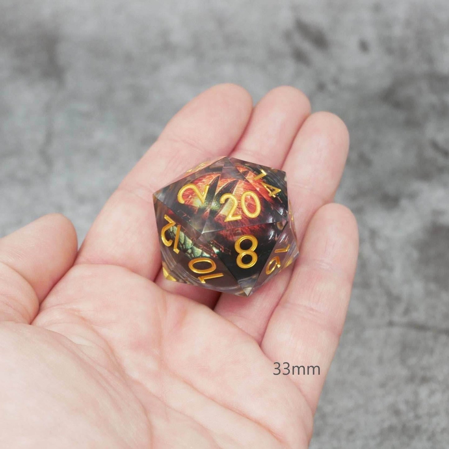 Xanathar's Eye | Giant D20 Moving Eye DnD Dice | Acrylic RPG Gaming Dice - D20 Chonk 33mm