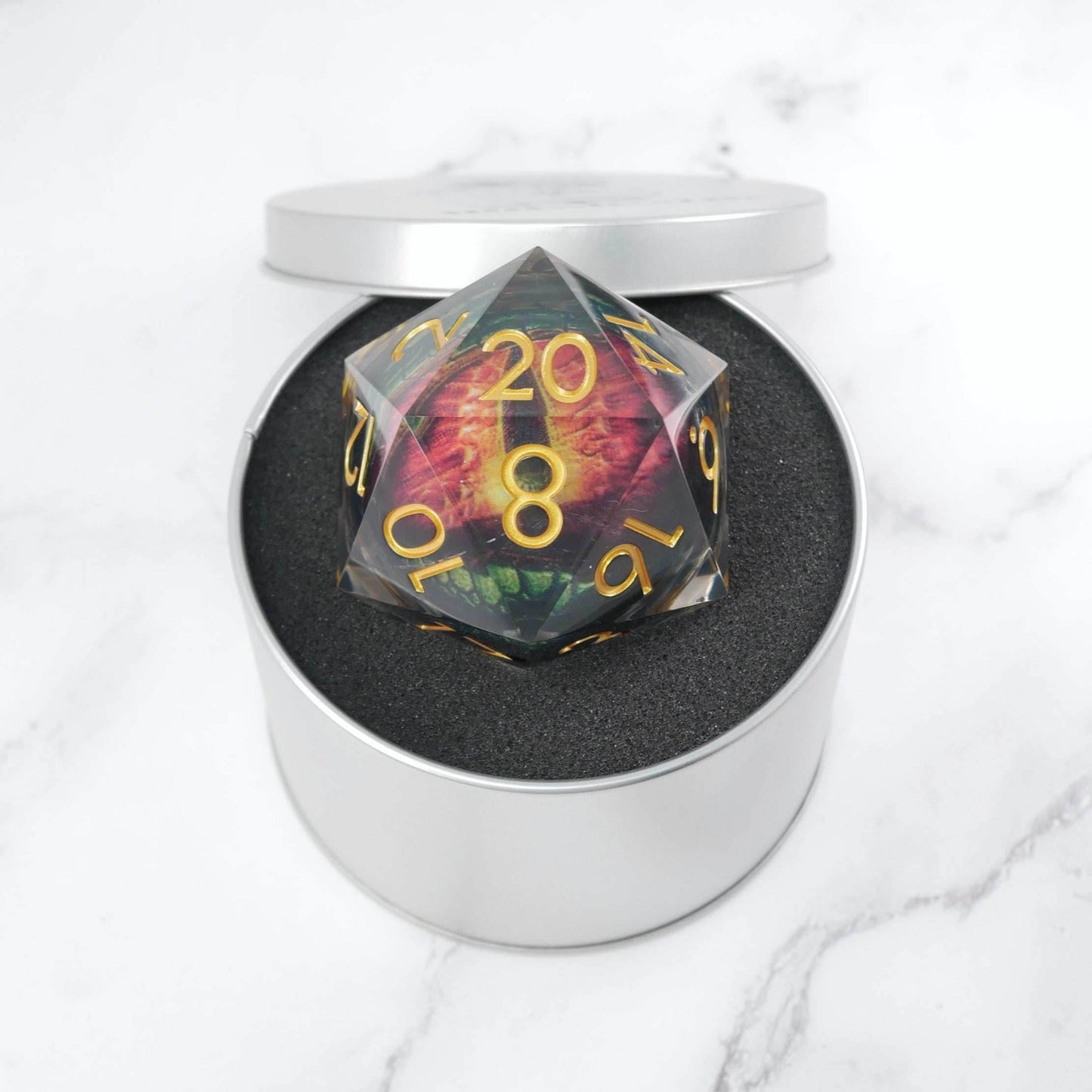Xanathar's Eye | Giant D20 Moving Eye DnD Dice | Acrylic RPG Gaming Dice - D20 Super Chonk 50mm