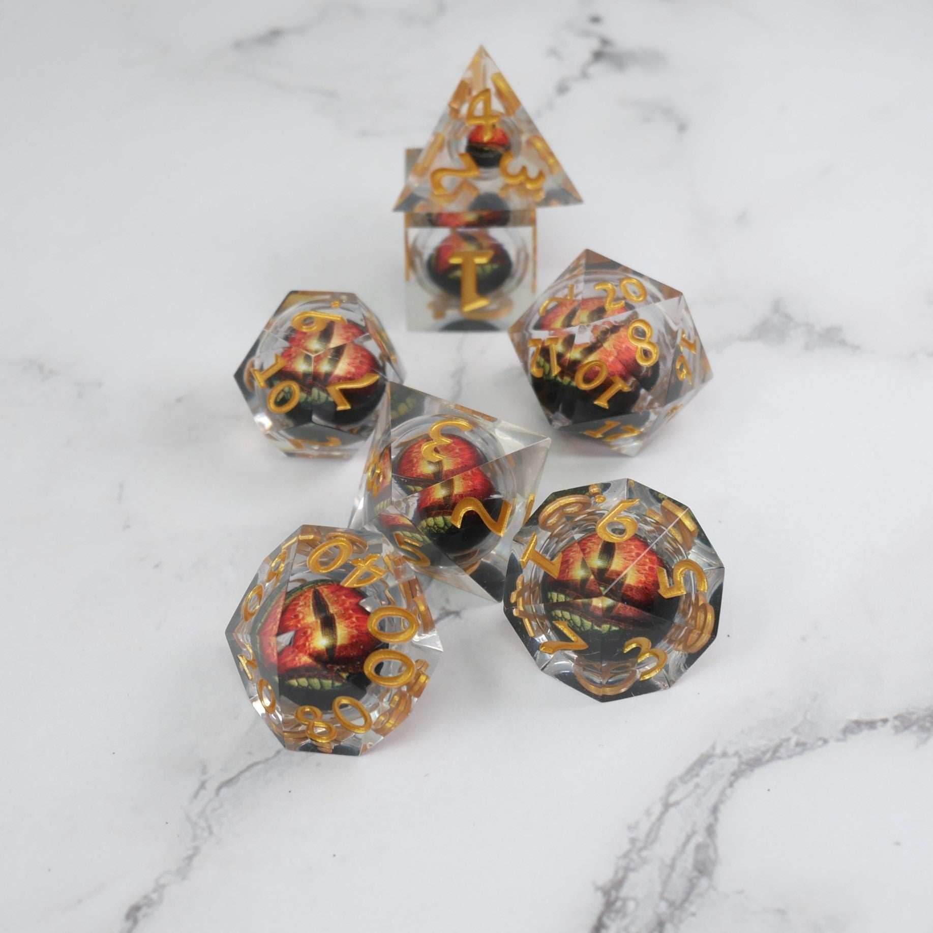Xanathar's Eye | 7 Piece Moving Eye DnD Dice Set | Acrylic RPG Gaming Dice - 