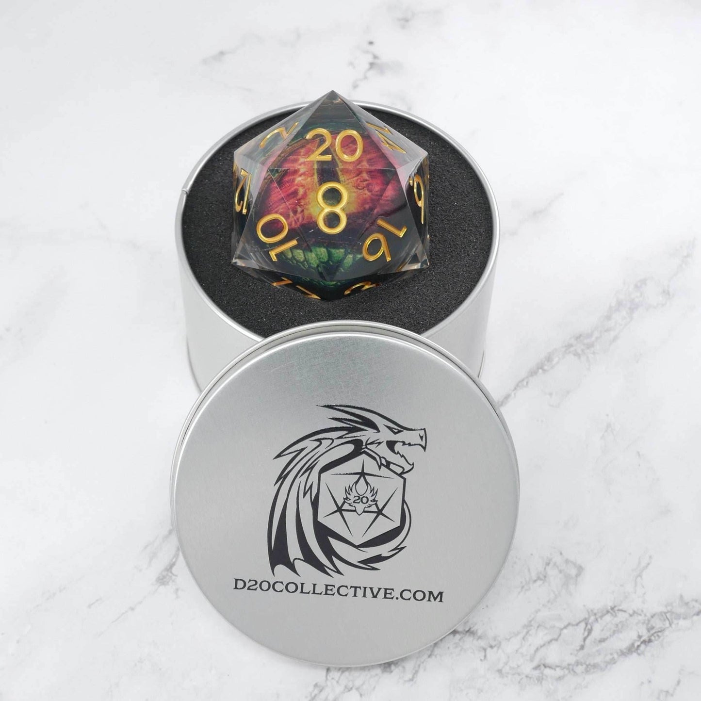 Xanathar's Eye | Giant D20 Moving Eye DnD Dice | Acrylic RPG Gaming Dice - D20 Super Chonk 50mm