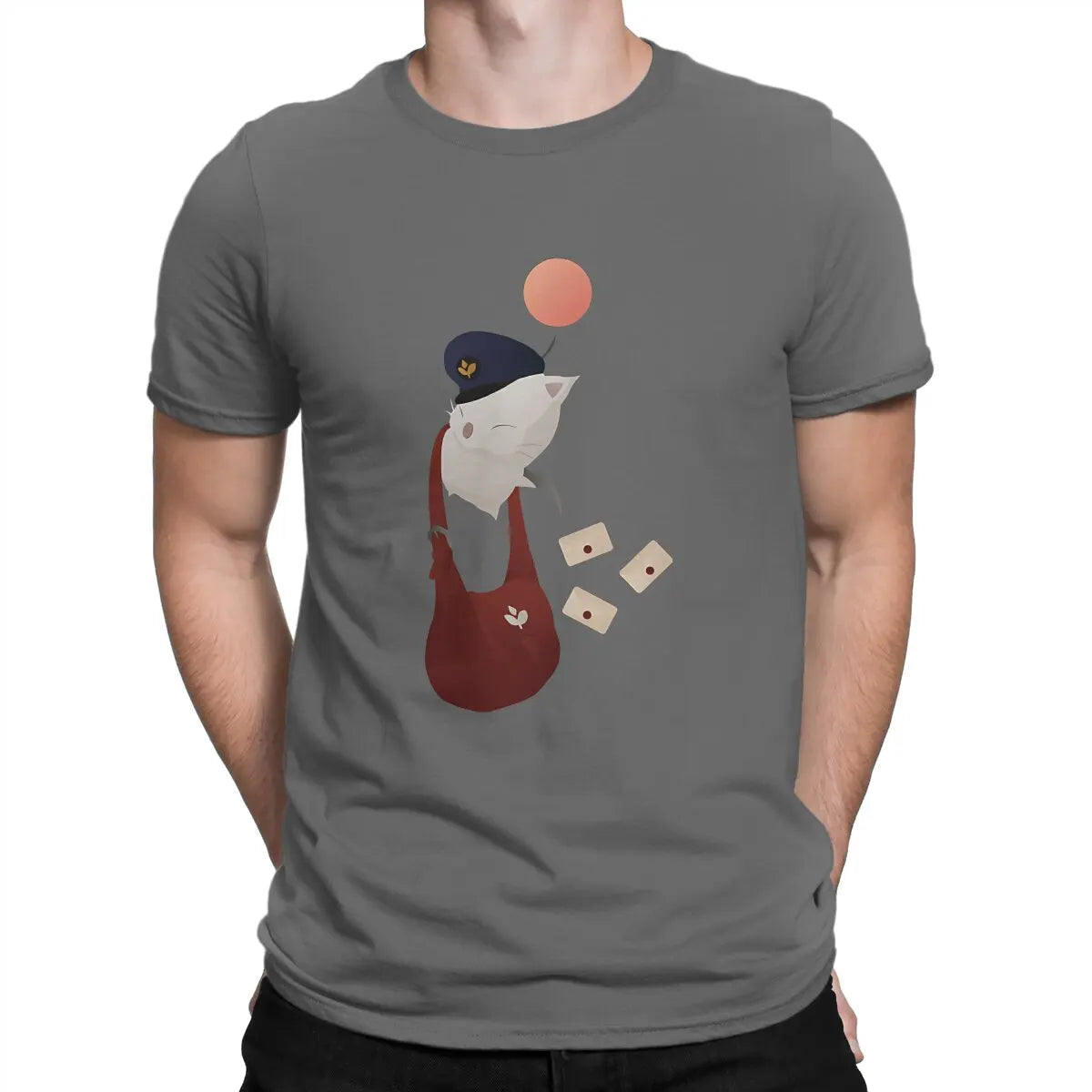 XIV - Delivery Moogle T-Shirt for Men Final Fantasy Awesome Cotton Tees Crewneck Short Sleeve T Shirt Birthday Present Clothes