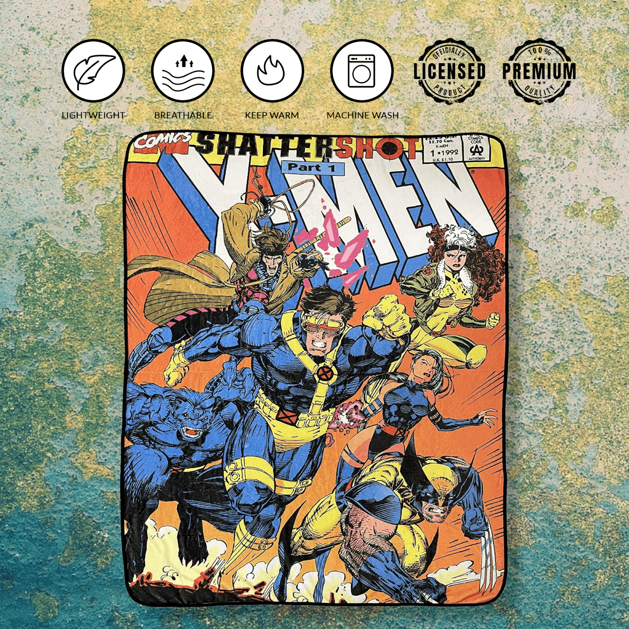 Marvel X-Men 90's Shattershot Fleece Throw Blanket - 