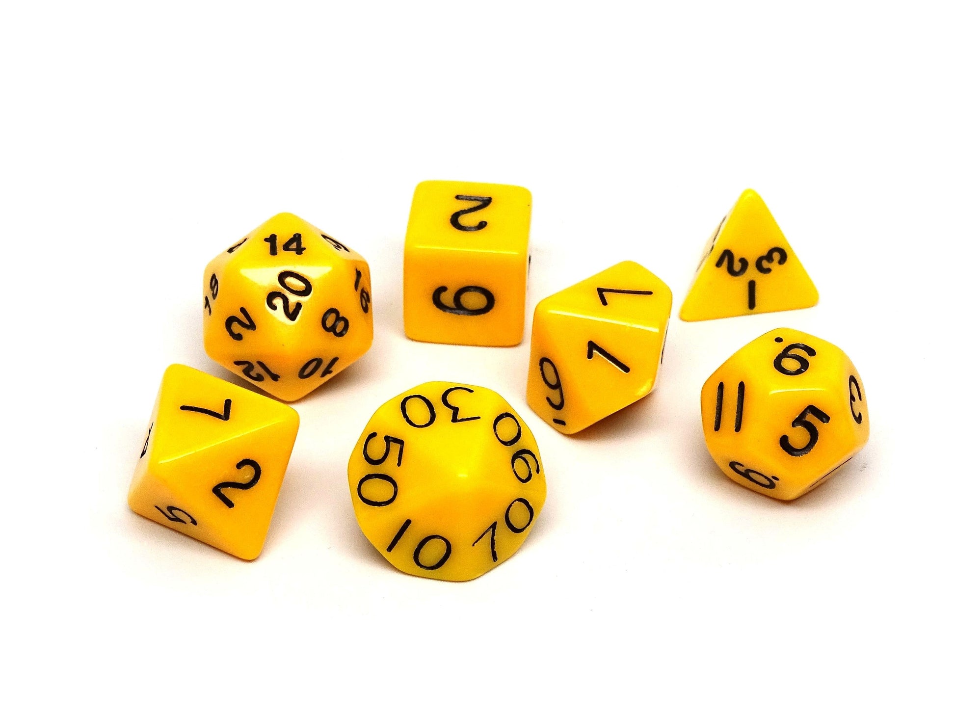 Yellow Opaque Dice - 7 Piece Set