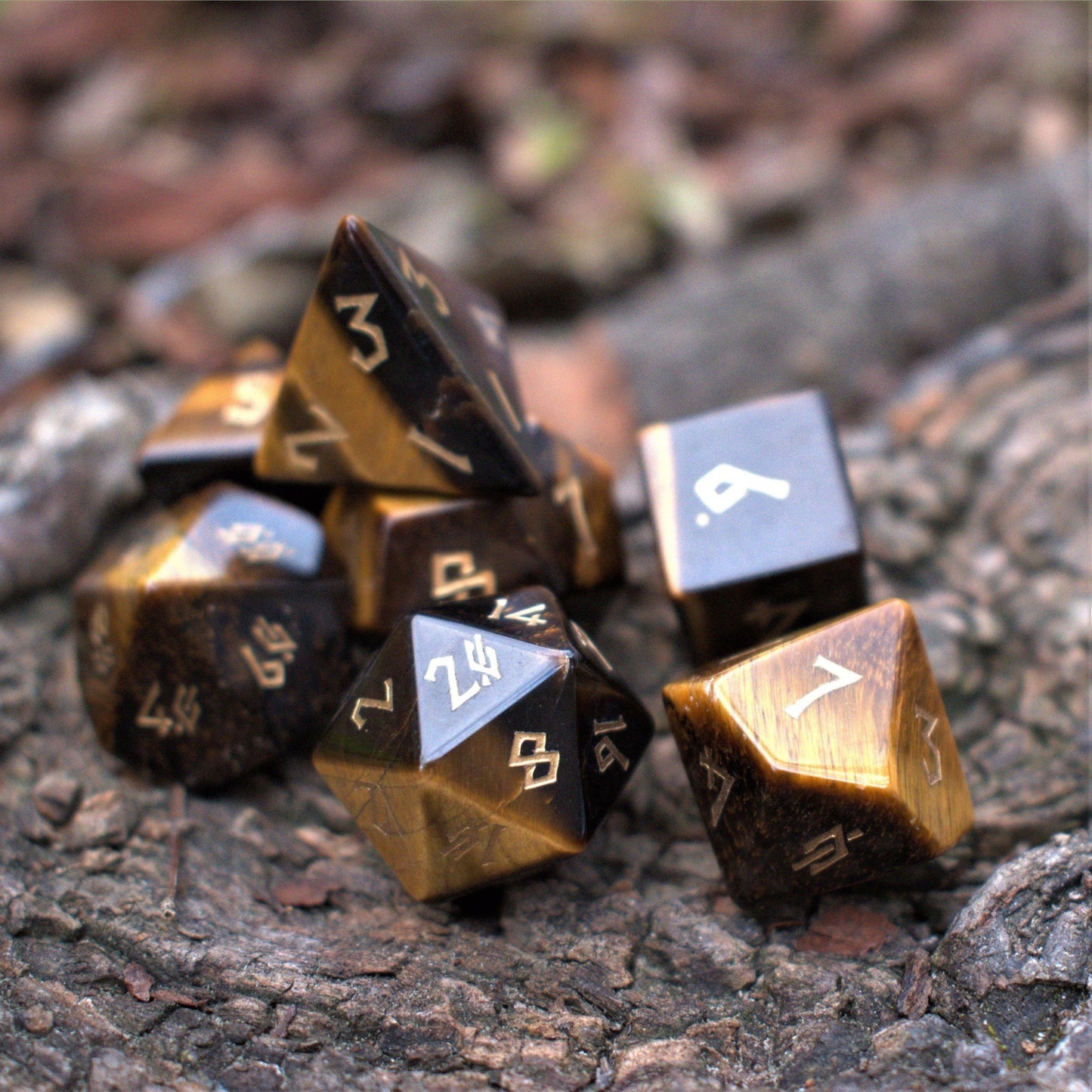 Yellow Tiger's Eye Stone Dice