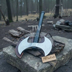 Handcrafted Double-Headed Decorative Axe featuring Nordic-style Engravings and Cord-wrapped Grip