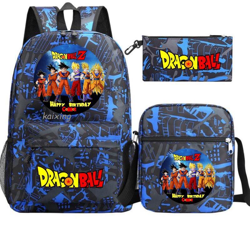 Youth Dragon Ball Backpack Student Shoulder Bag Travel Bag 3-Piece Set