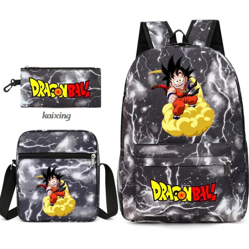 Youth Dragon Ball Backpack Student Shoulder Bag Travel Bag 3-Piece Set