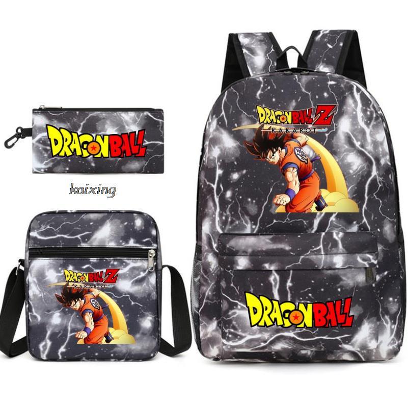 Youth Dragon Ball Backpack Student Shoulder Bag Travel Bag 3-Piece Set