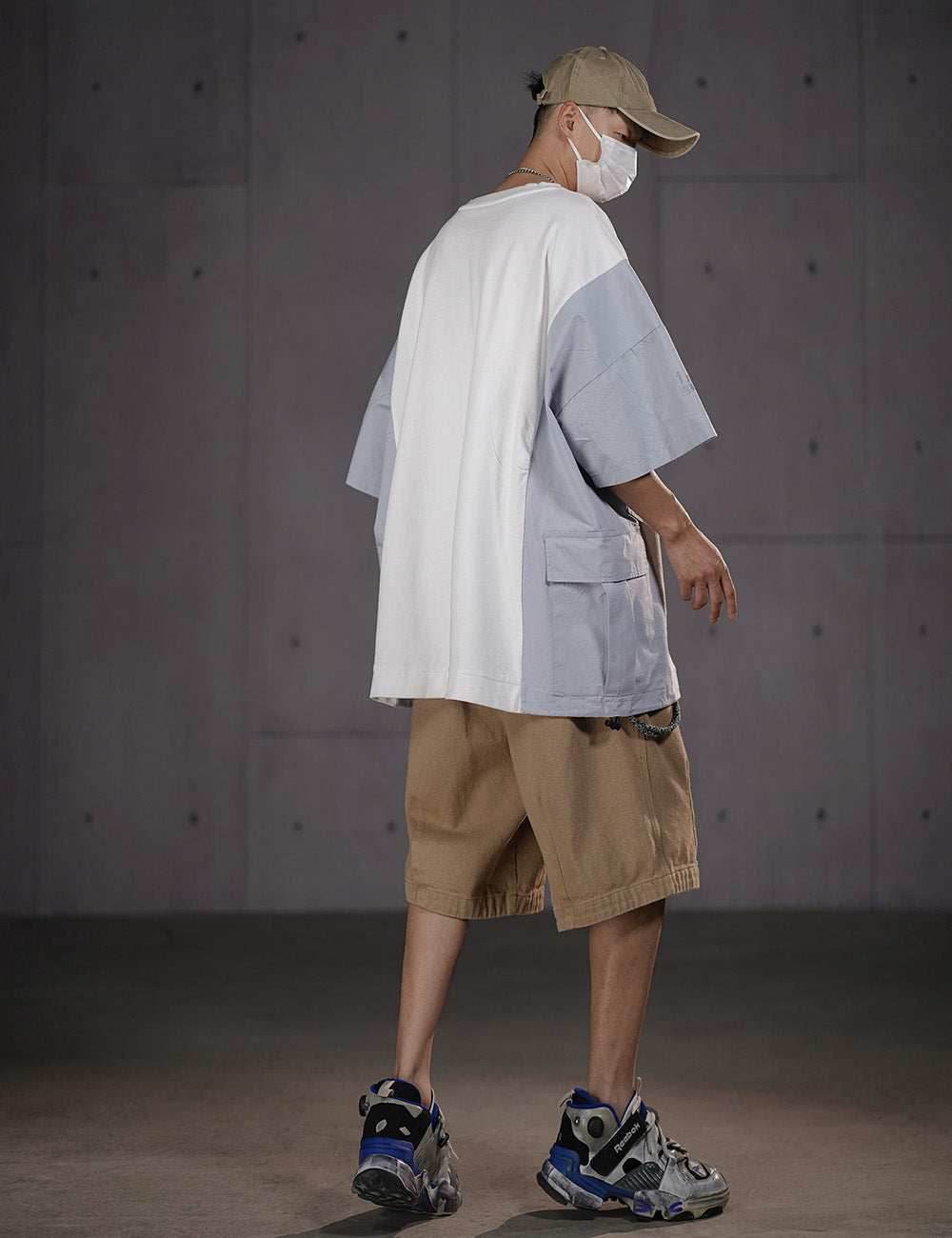 HiT38 Double Patchwork I-Tech Tee - Grey / M