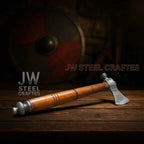 Collectible Artisan Pipe Axe in Damascus Steel with Hardwood Handle