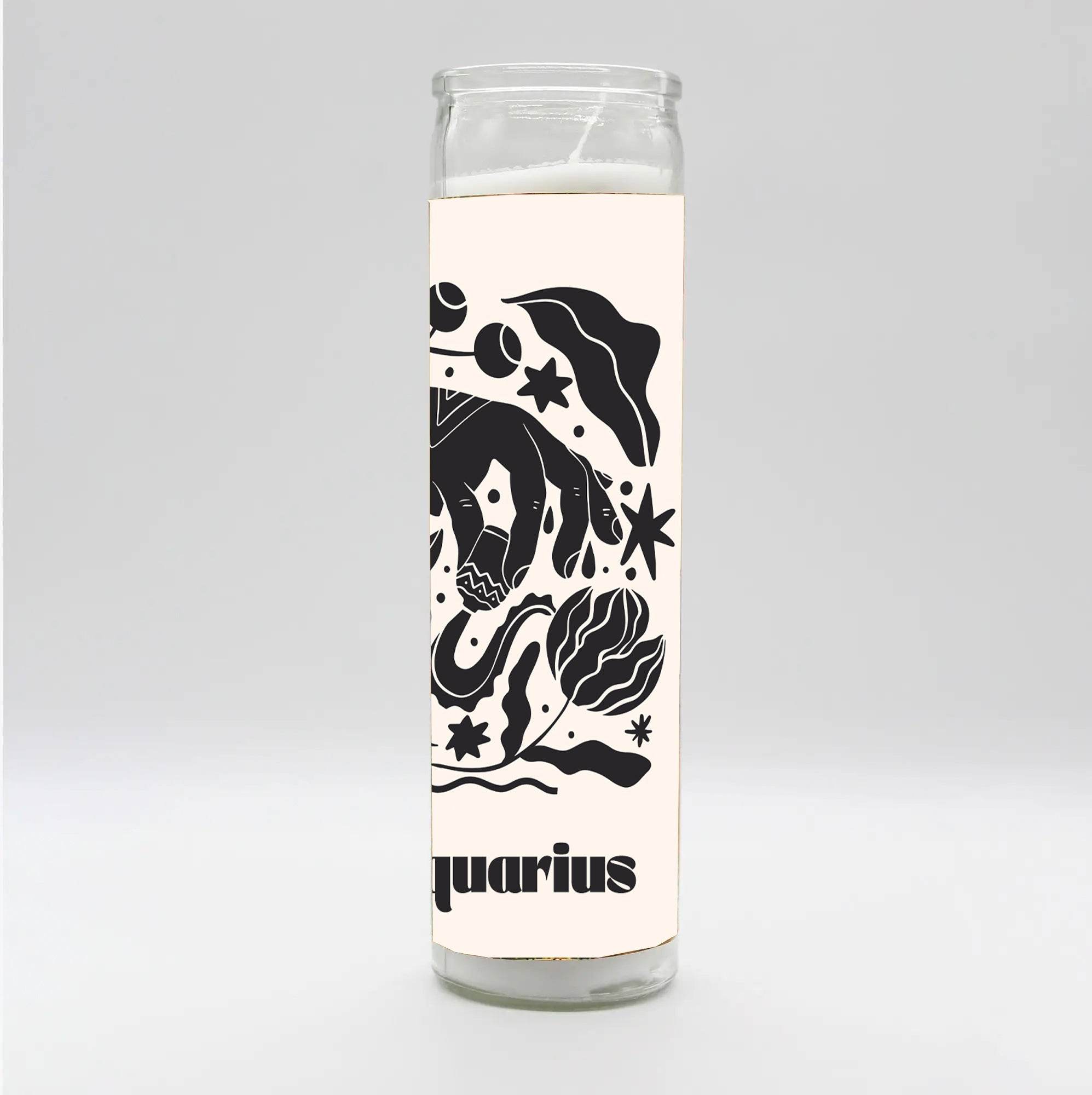 Zodiac Aquarius Candle - White