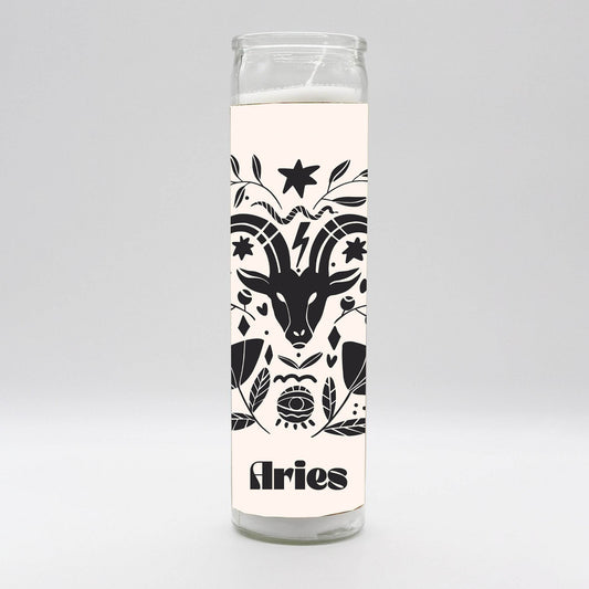 Zodiac Aries Candle - White