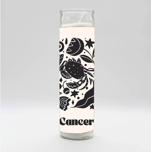 Zodiac Cancer Candle - White
