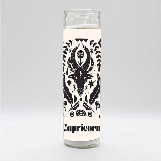 Zodiac Capricorn Candle - White