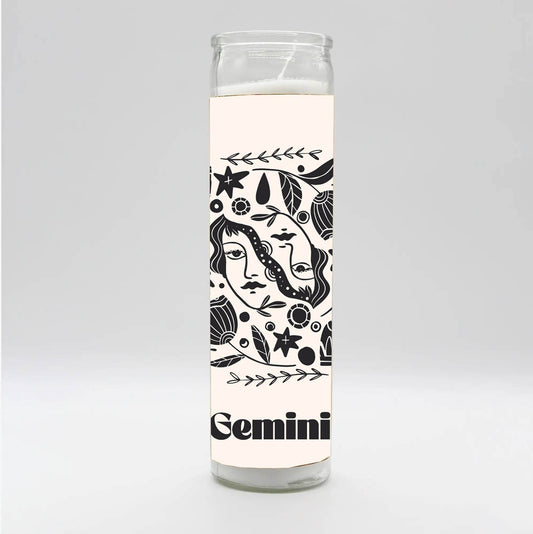 Zodiac Gemini Candle - White