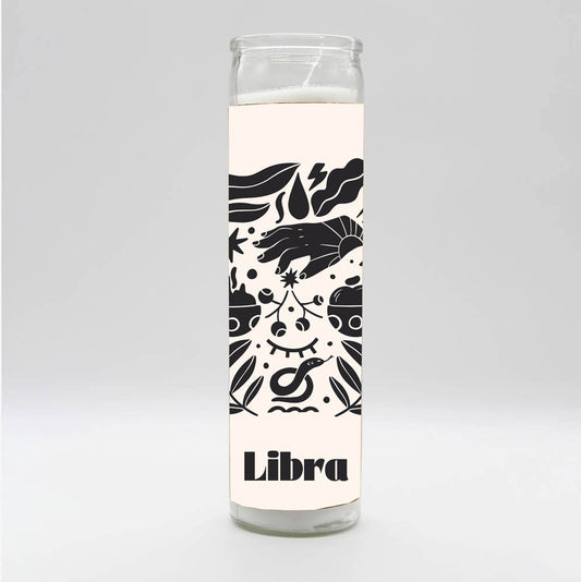 Zodiac Libra Candle - White