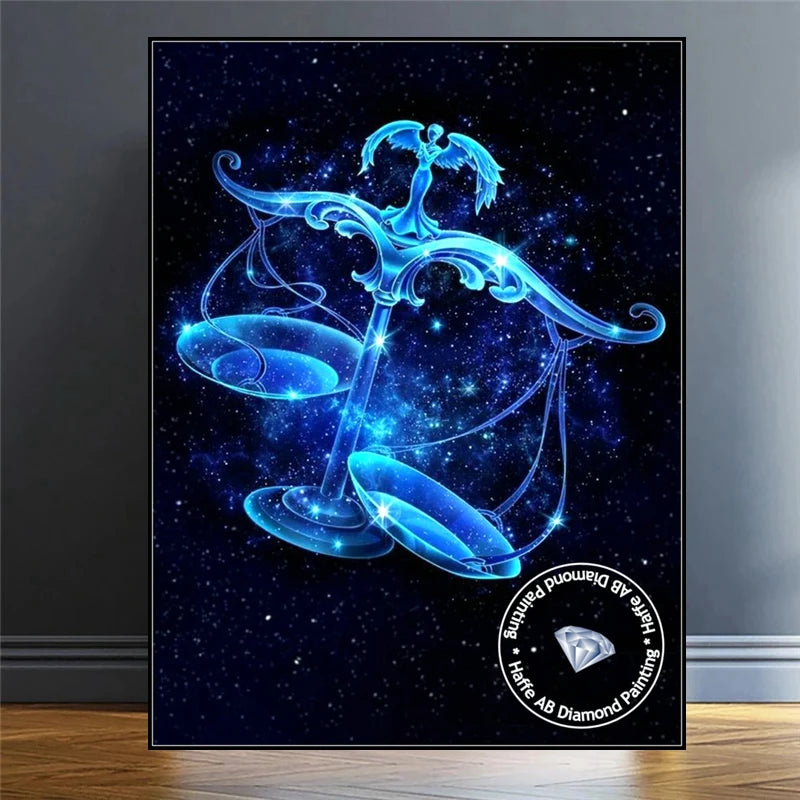 Zodiac Sign AB Diamond Art Painting Fantasy Blue Astrology Twelve Constellation Full Drills Mosaic Cross Stitch Home Decor