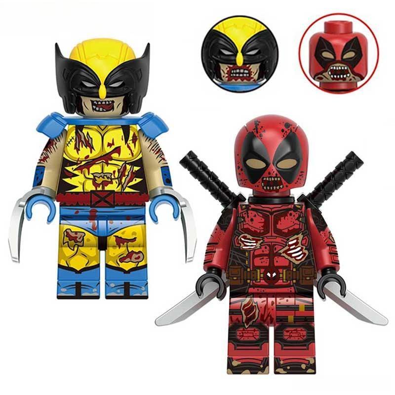 Zombie Deadpool & Wolverine SET OF 2 Marvel MCU Lego Minifigures Custom Toys